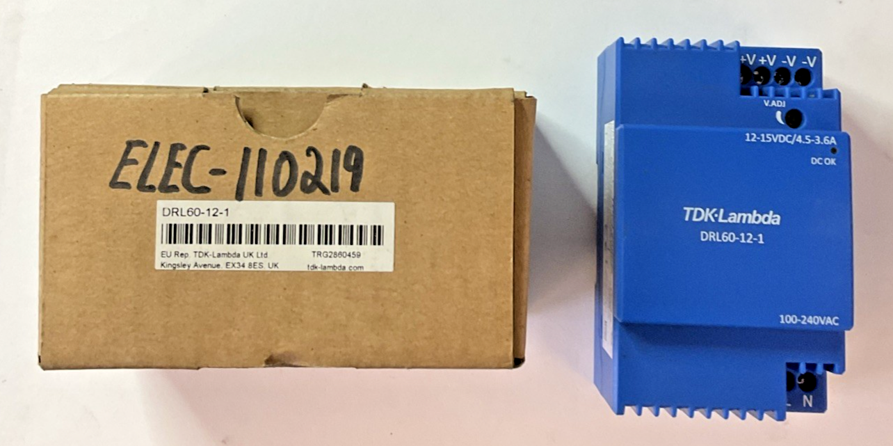 TDK-LAMBDA DRL60-12-1 POWER SUPPLY MODULE 240VAC 15VDC 50/60HZ 54W