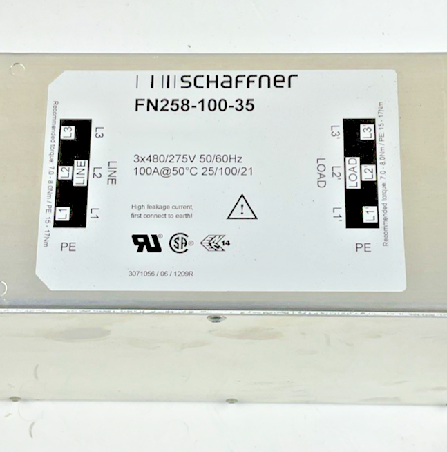 SCHAFFNER FN258-100-35 POWER LINE FILTER 480/275V 50/60HZ 100A