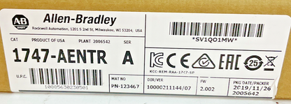 ALLEN BRADLEY 1747-AENTR ETHERNET/IP  COMMUNICATIONS MODULE FW:2.002 VER.07