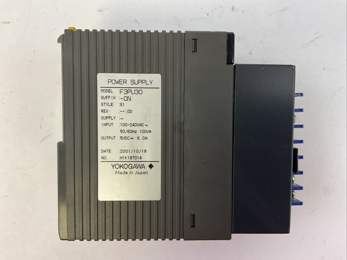 YOKOGAWA F3PU30-0N POWER SUPPLY OUTPUT 5VDC 6A INPUT 100-240VAC 100VA