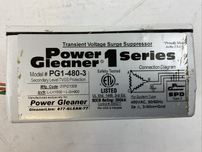 POWER GLEANER 1 SERIES PG1-480-3 TRANSIENT VOLTAGE SURGE SUPRESSOR 480VAC