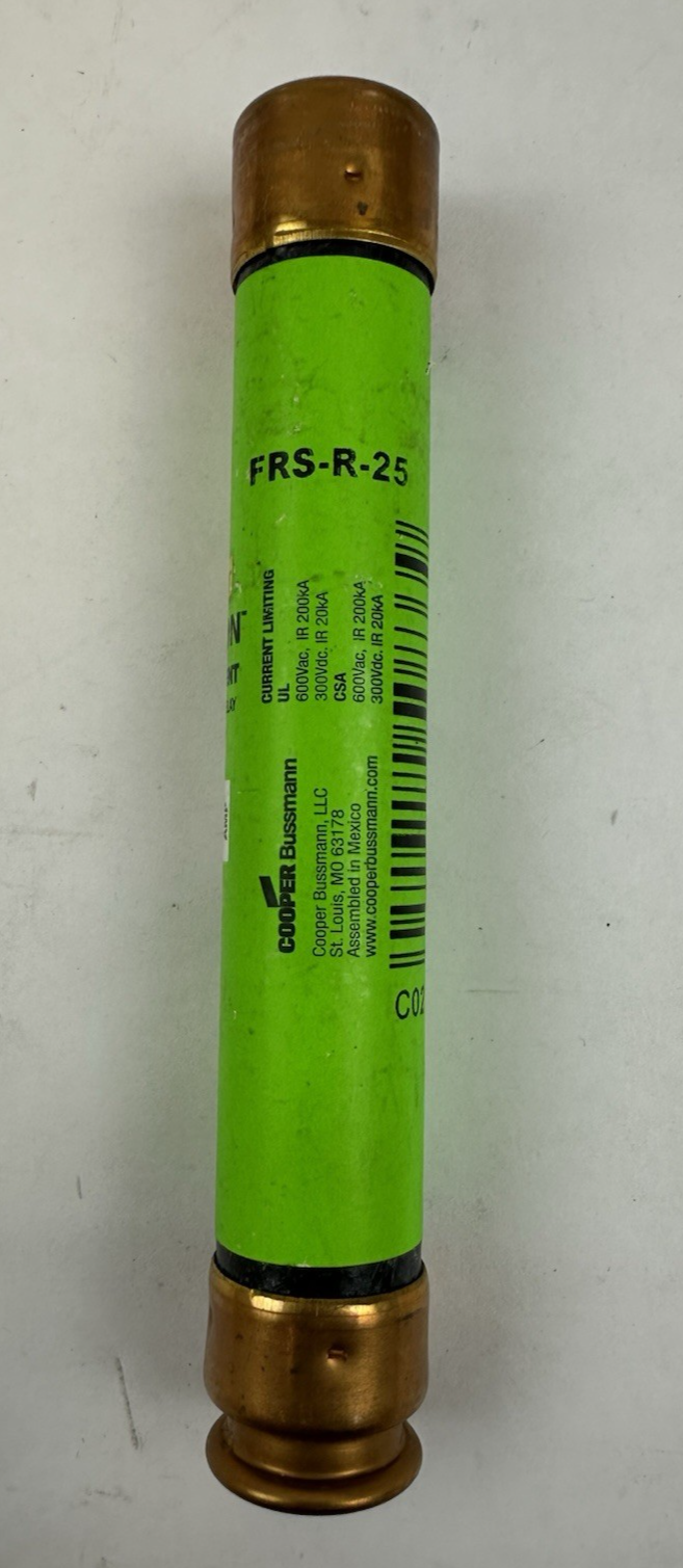 COOPER BUSSMANN FRS-R-25 FUSETRON 25A 600VAC/300VDC RK5 TIME DELAY LOT OF 2