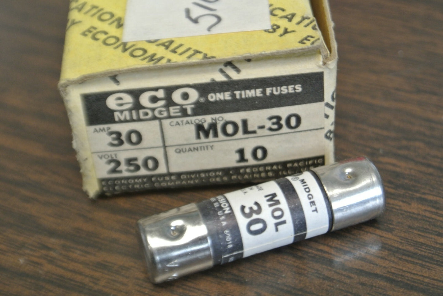 BOX of 10 / ECONOMY / FPE MOL-30 MIDGET ONE-TIME FUSE / 30A / 250V