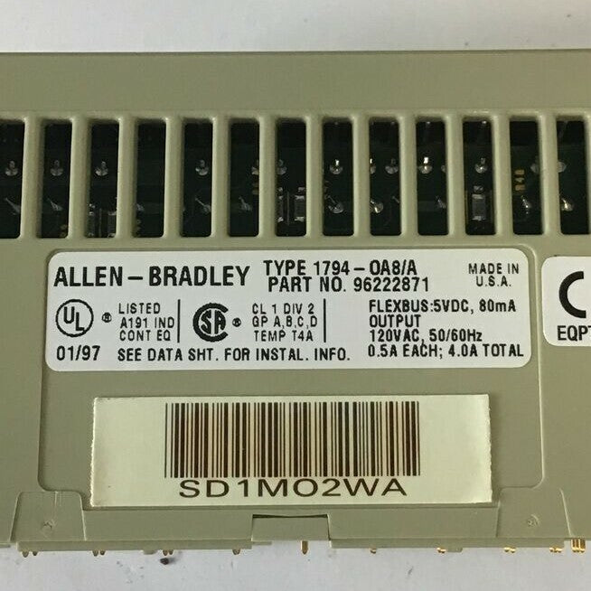 ALLEN BRADLEY 1794-OA8 OUTPUT 120VAC W/ 1794-TBNF/A TERMINAL BLOCK