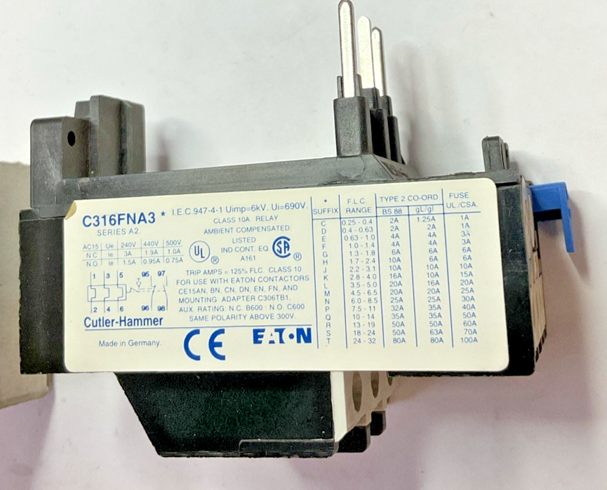 CUTLER HAMMER C316 FNA3F THERMAL OVERLOAD RELAY 1-1.4A SER.A2