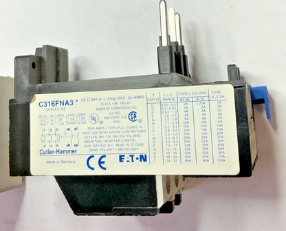 CUTLER HAMMER C316 FNA3F THERMAL OVERLOAD RELAY 1-1.4A SER.A2