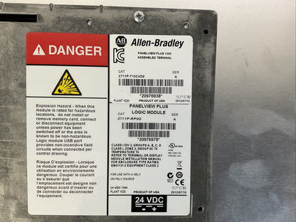 ALLEN BRADLEY 2711P-T15C4D9 SER A PANELVIEW PLUS 1500 (2711P-RP9D, 2711P-RDT15C)