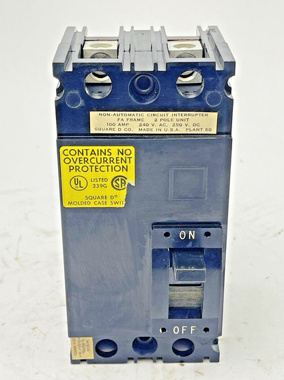 SQUARE D - FAL 22000 - NON-AUTOMATIC CIRCUIT BREAKER - 100A/2 POLE/ 240 VAC -NEW
