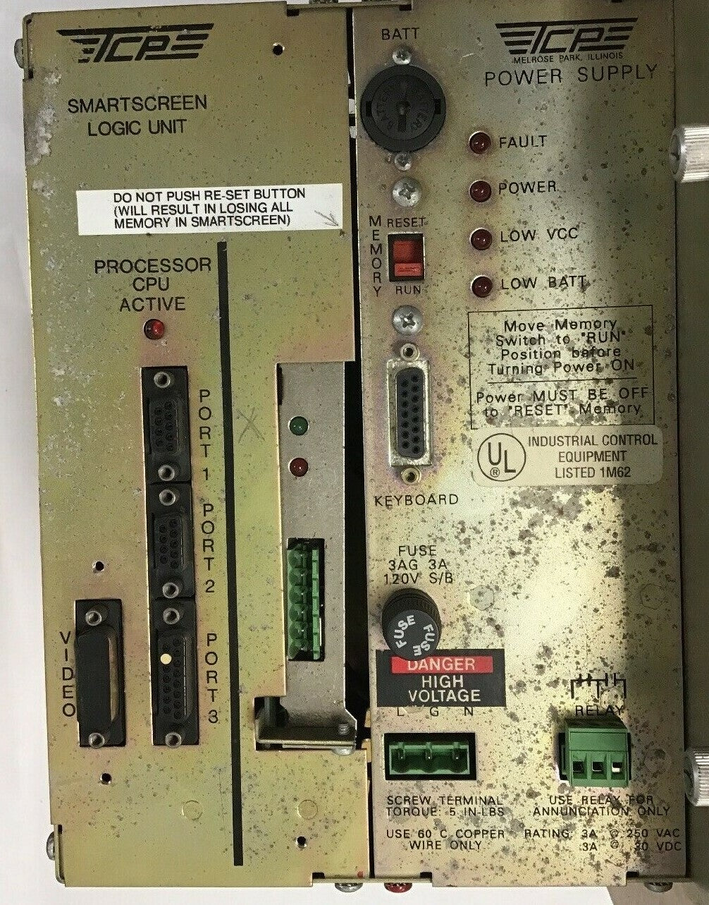 TOTAL CONTROL PRODUCTS CRTXXXXXC1A SER.E CONTROL PANEL W/MMS22461CXX CON.PROCESS