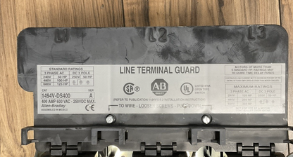 ALLEN BRADLEY 1494V-DS400 DISCONNECT SWITCH 400A 600VAC 250VDC SER.A