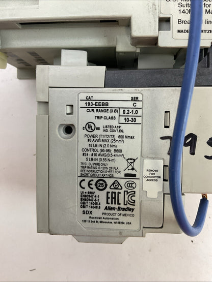ALLEN BRADLEY STARTER (100-C09Z*10 COIL 24VDC + 193-EEBB 0.2-1.0A)