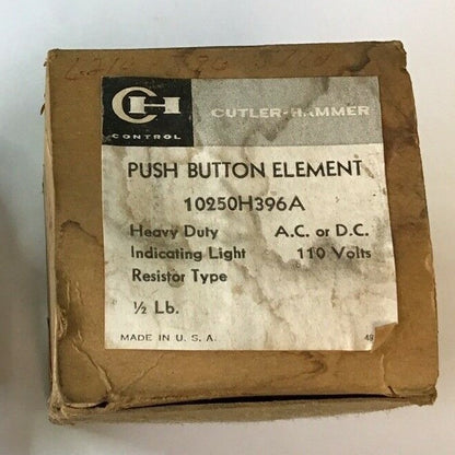 CUTLER HAMMER 10250H396A PUSH BUTTON ELEMENT INDICATING LIGHT  110V HEAVY DUTY