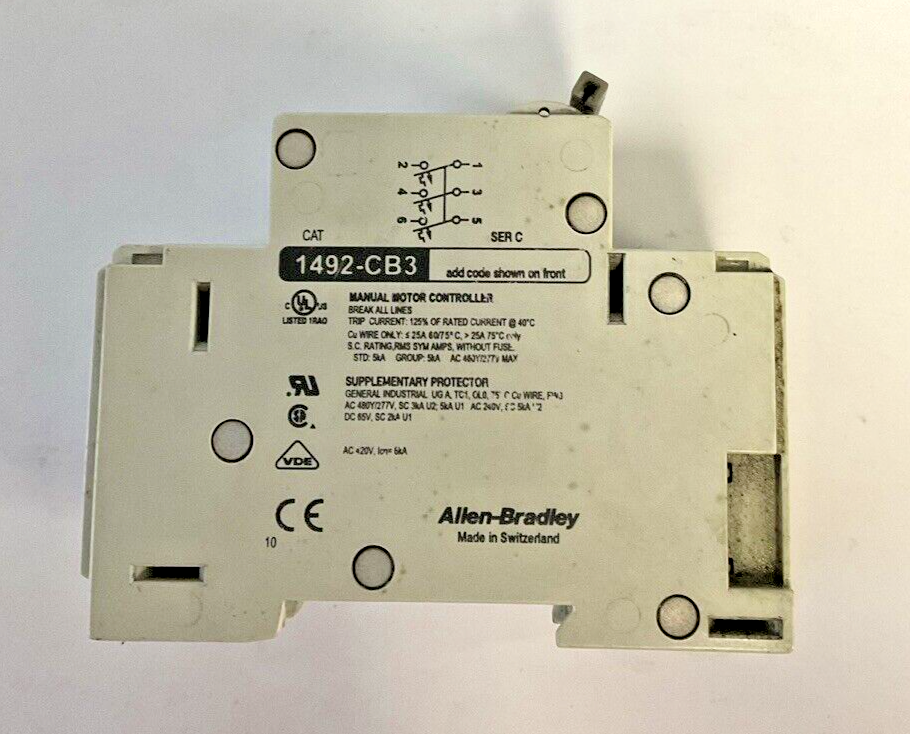 ALLEN BRADLEY 1492-CB3G400 40A 30HP MANUAL MOTOR CONTROLLER SER.C 480/277 3PH