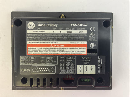 ALLEN BRADLEY 2707-M485P3 SER C REV B DTAM MICRO OPERATOR INTERFACE 18-30VDC