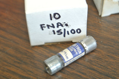 BOX of 10 / BUSS FNA15/100 FUSETRON FUSE / 15/100A (.15A) / 250V / NEW SURPLUS