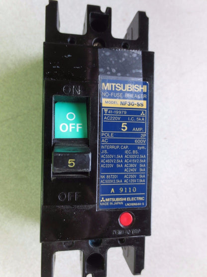MITSUBISHI NF30-SS, NF30-CS (5A), NF30-CS (10A) - NO-FUSE BREAKERS 220V LOT of 3