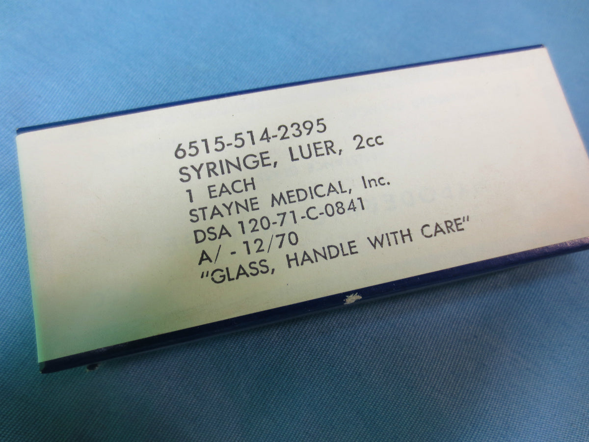 6515-514-2395 IDEAL SYRINGE, LUER 2cc  DSA 120-71-C-0841  NEW in BOXES  LOT of 9
