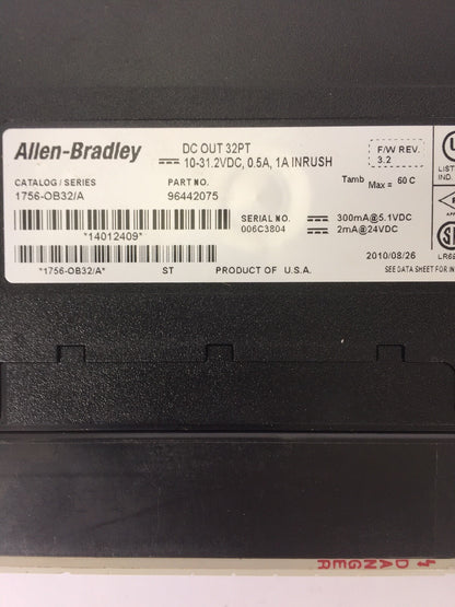 ALLEN BRADLEY 1756-0B32 DC OUTPUT SER A DC OUT 32PT 10-31.2VDC