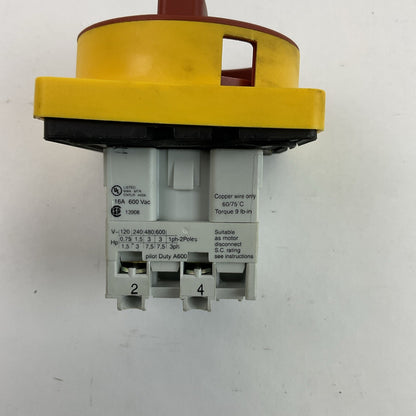 ALLEN BRADLEY 194L-E16-1752 LOAD SWITCH WITH HANDLE 600VAC 16A 3PH 7.5HP
