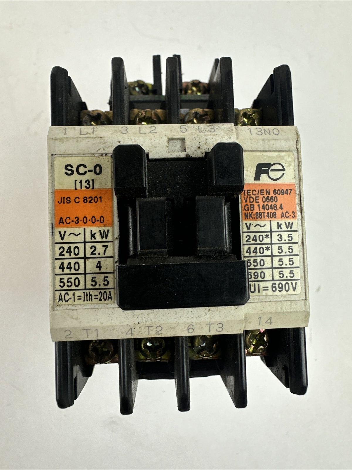 FUJI 4NC0F0#10 SC-0 CONTACTOR 3PH 5HP 600VAC COIL 100-110V 60HZ SZ-Z5