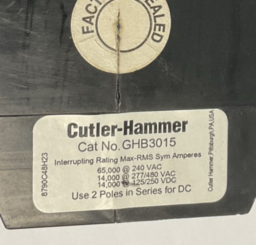CUTLER HAMMER GHB3015 CIRCUIT BREAKER 15A 480VAC 250VDC 3P