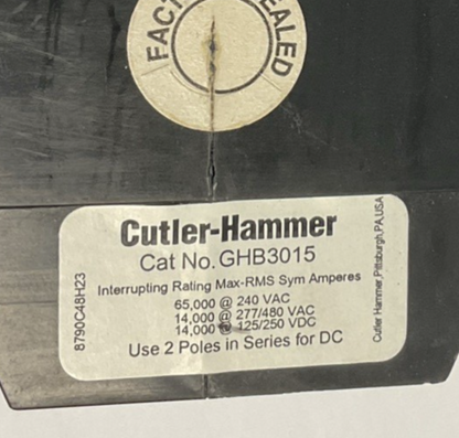 CUTLER HAMMER GHB3015 CIRCUIT BREAKER 15A 480VAC 250VDC 3P