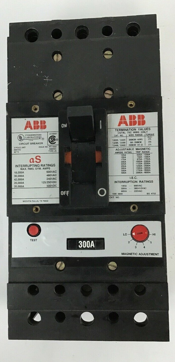 ABB UXAB 718530 R 999 300AMP CIRCUIT BREAKER  TYPE JS 500VDC/480VAC