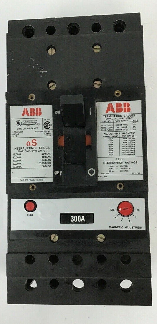 ABB UXAB 718530 R 999 300AMP CIRCUIT BREAKER  TYPE JS 500VDC/480VAC