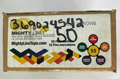 MIGHTY LINE 5S FLOOR MARKER BLUE ARROW 10" X 6" (BOX OF 50)