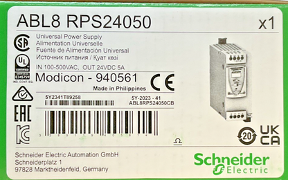SCHNEIDER ELECTRIC ABL8RPS24050 POWER SUPPLY MODICON 940561 24VDC 5A 500VAC