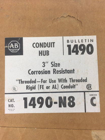 ALLEN BRADELY 1490-N8 CONDUIT HUB 3" SIZE CORROSION RESISTANT SERIES C