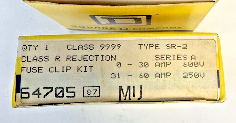 SQUARE D 9999 SR-2 FUSE CLIP KIT SER.A 250-600V 0-60A CLASS R ***LOTOF2***