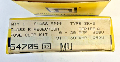 SQUARE D 9999 SR-2 FUSE CLIP KIT SER.A 250-600V 0-60A CLASS R ***LOTOF2***