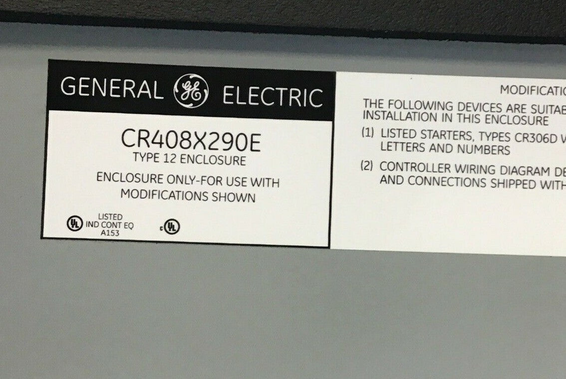 GENERAL ELECTRIC CR408X290E ENCLOSURE NEMA 3 TYPE 12
