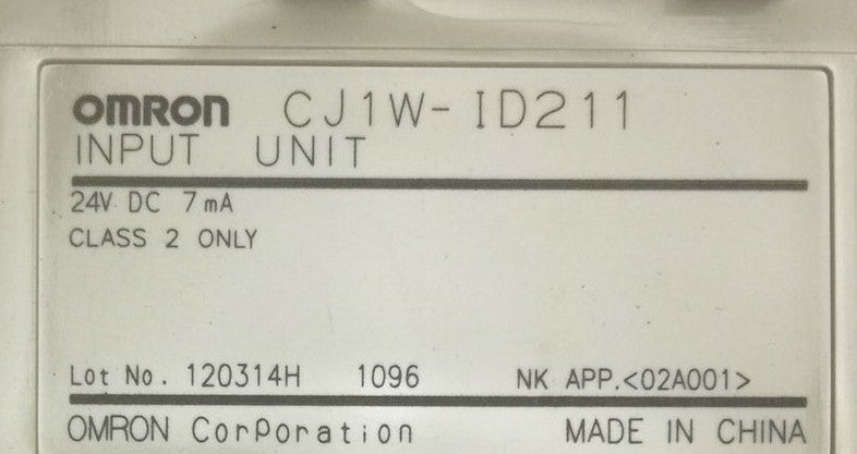 OMRON CJ1W-ID211 INPUT UNIT 24VDC 7mA