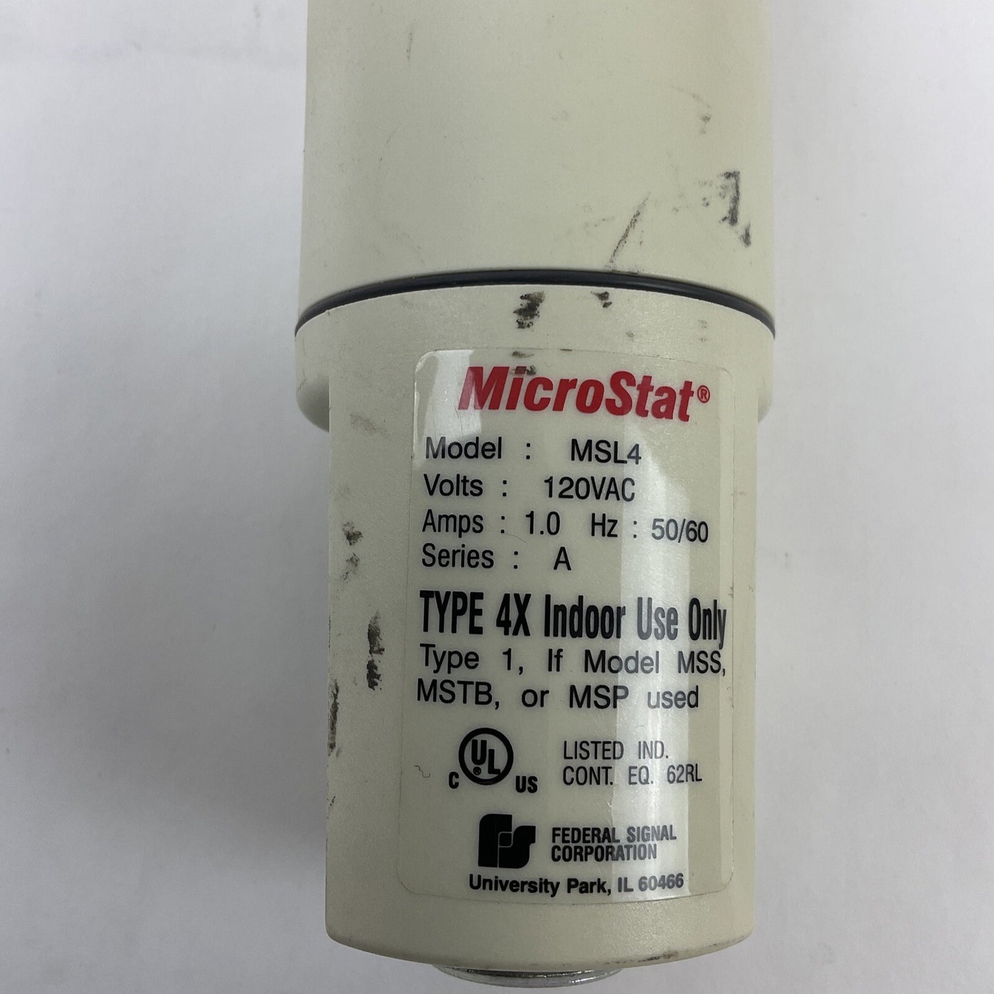 FEDERAL SIGNAL MSL4 MICROSTAT STACK LIGHT 120VAC  50/60HZ 1.0AMPS TYPE 4X