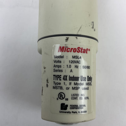 FEDERAL SIGNAL MSL4 MICROSTAT STACK LIGHT 120VAC  50/60HZ 1.0AMPS TYPE 4X