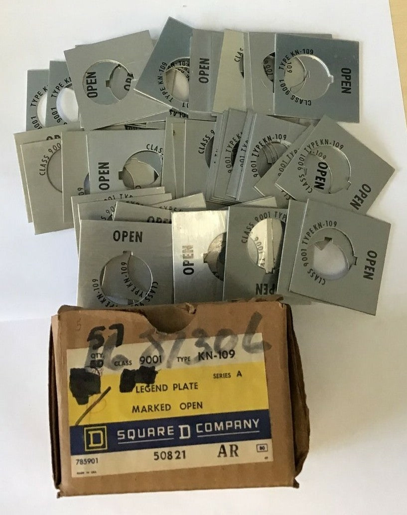 SQUARE D 9001 KN-109 LEGEND PLATE "OPEN" SER.A ****LOTOF57****