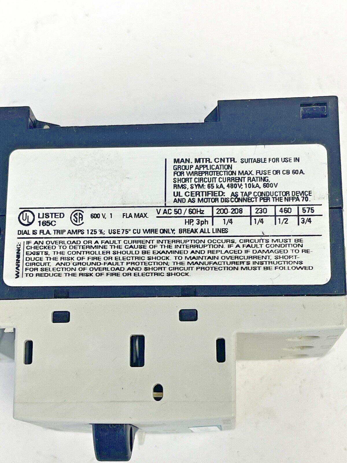SIEMENS - 3RV1011-OJA15- CIRCUIT BREAKER / MOTOR PROTECTOR