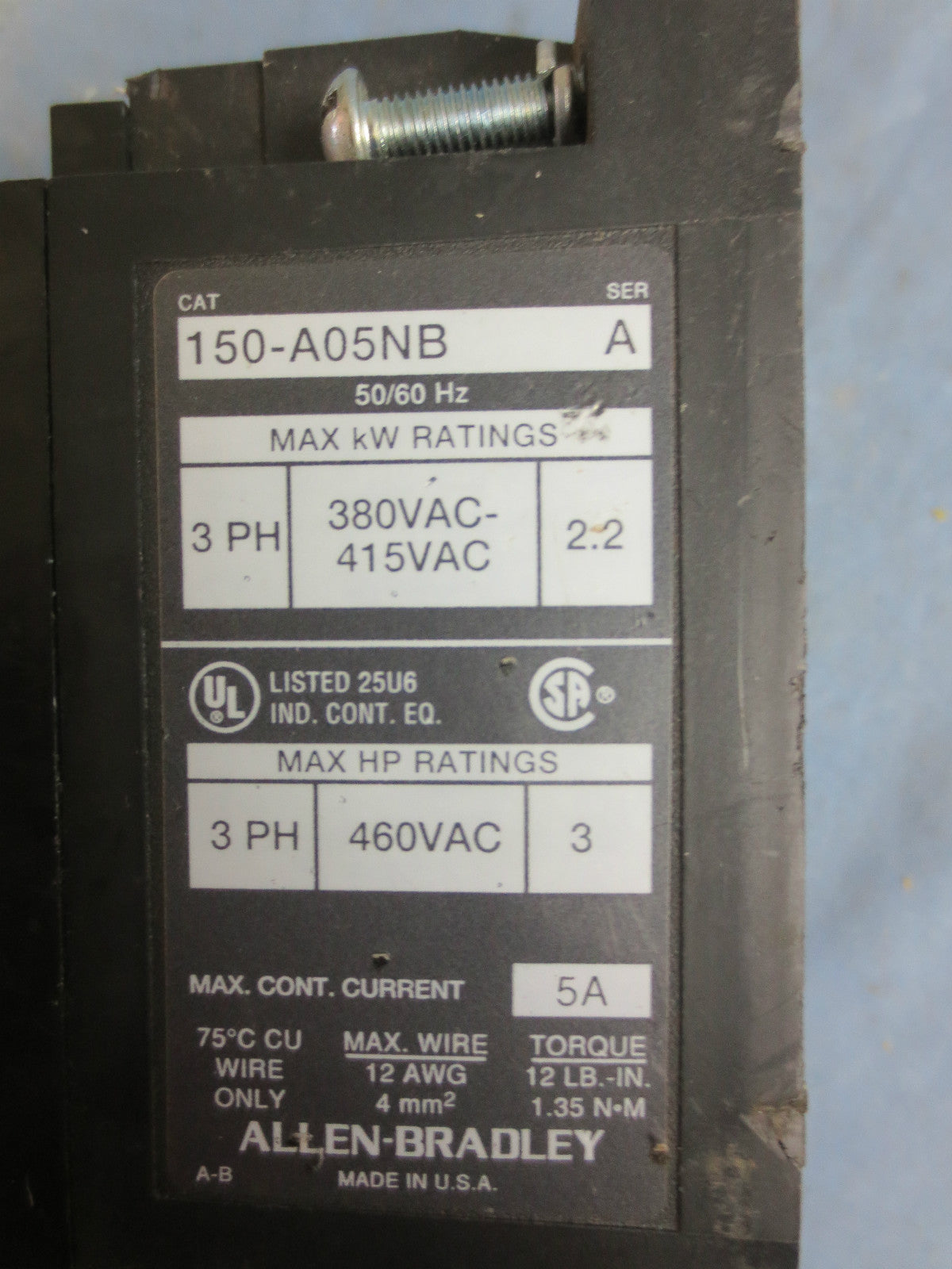 ALLEN-BRADLEY 150-A05NB SMART MOTOR CONTROLLER SMC-2 Ser. A
