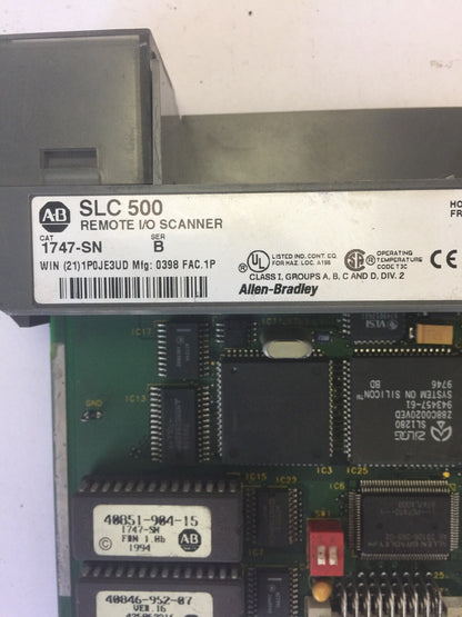 ALLEN BRADLEY 1747-SN REMOTE I/O SCANNER SER B  FRN 1.0B