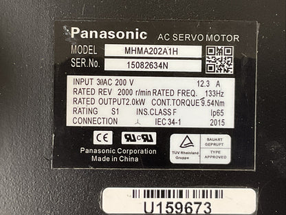 PANASONIC MHMA202A1H AC SERVO MOTOR REV 2000 R/MIN