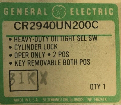 GENERAL ELECTRIC CR2940UN200C  OILTIGHT SEL.SWITCH CYLINDER LOCK KEYED