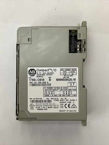 ALLEN BRADLEY 1769-OB16 SER B F/W REV 3.1 DIR/VER 10000550528/01 16PT COMPACT