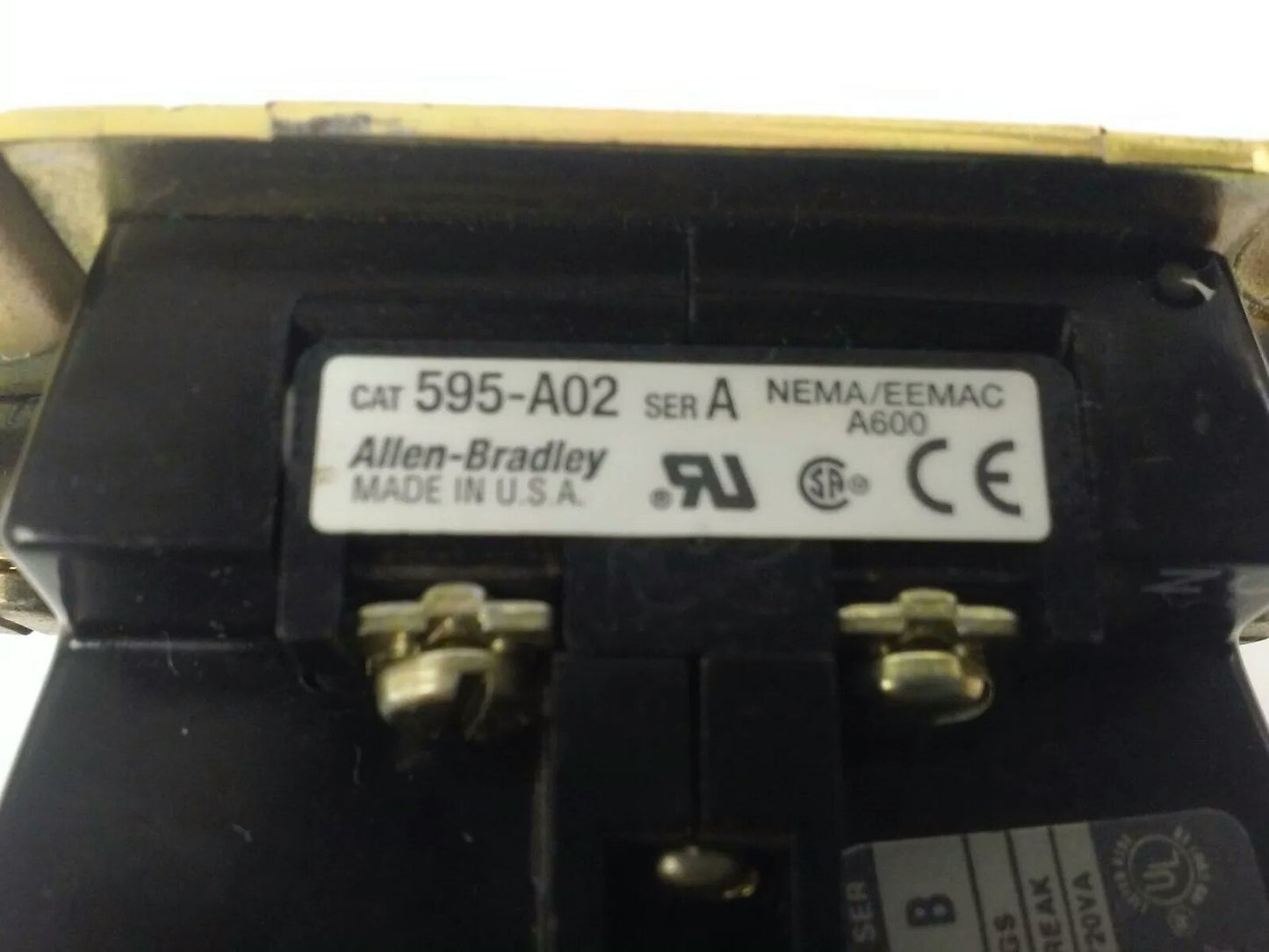 ALLEN BRADLEY 592-BOW16 SER. B OVERLOAD RELAY, 120-600V, W/ 595-A02 SER. A A600