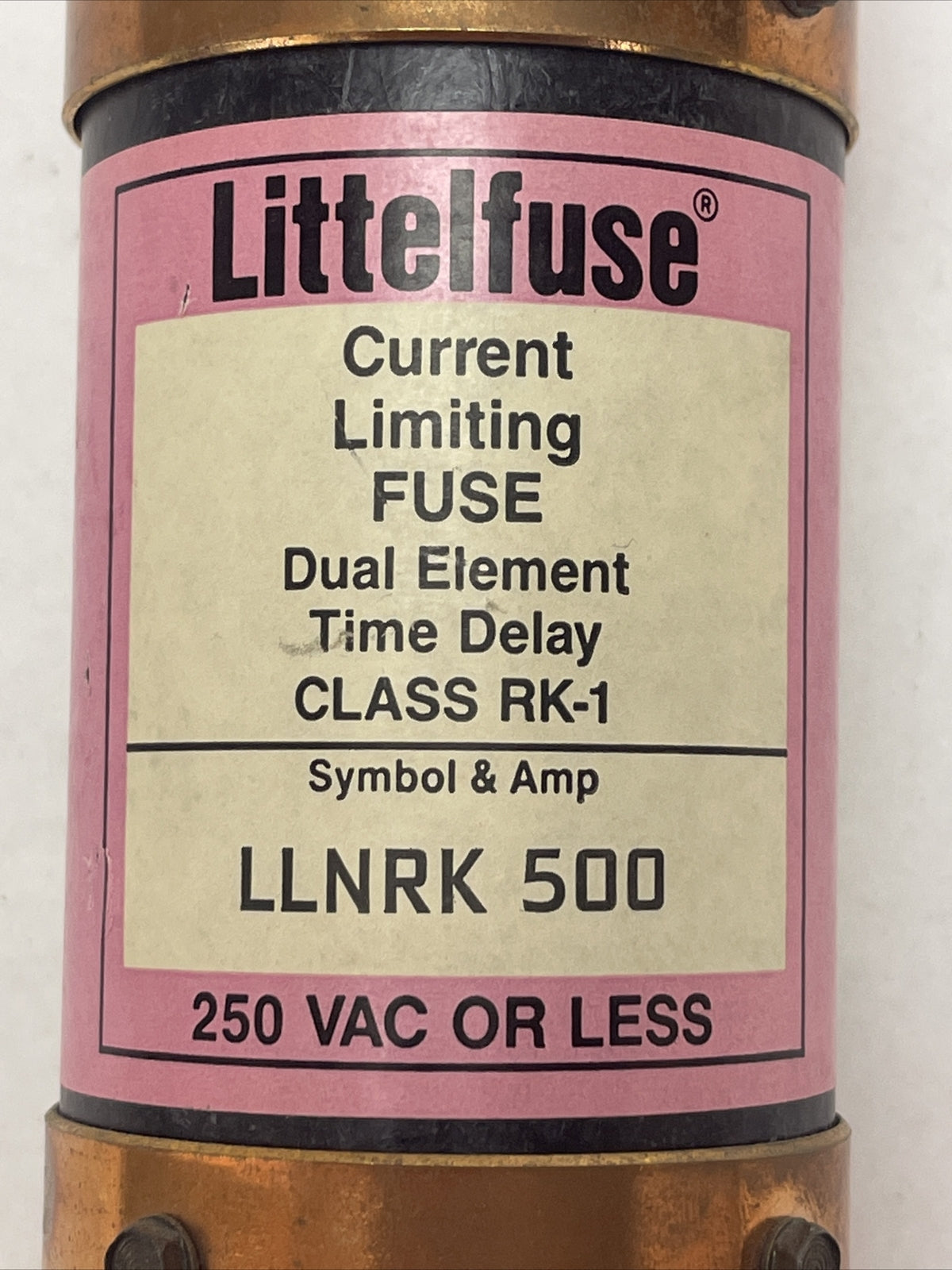 LITTELFUSE LLNRK 500 CURRENT LIMITING FUSE DUAL ELEMENT TIME DELAY 500AMP 250VAC
