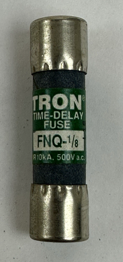 BUSSMANN TRON FNQ-1/8 1/8 AMP 500VAC TIME-DELAY FUSES – LOT OF 10