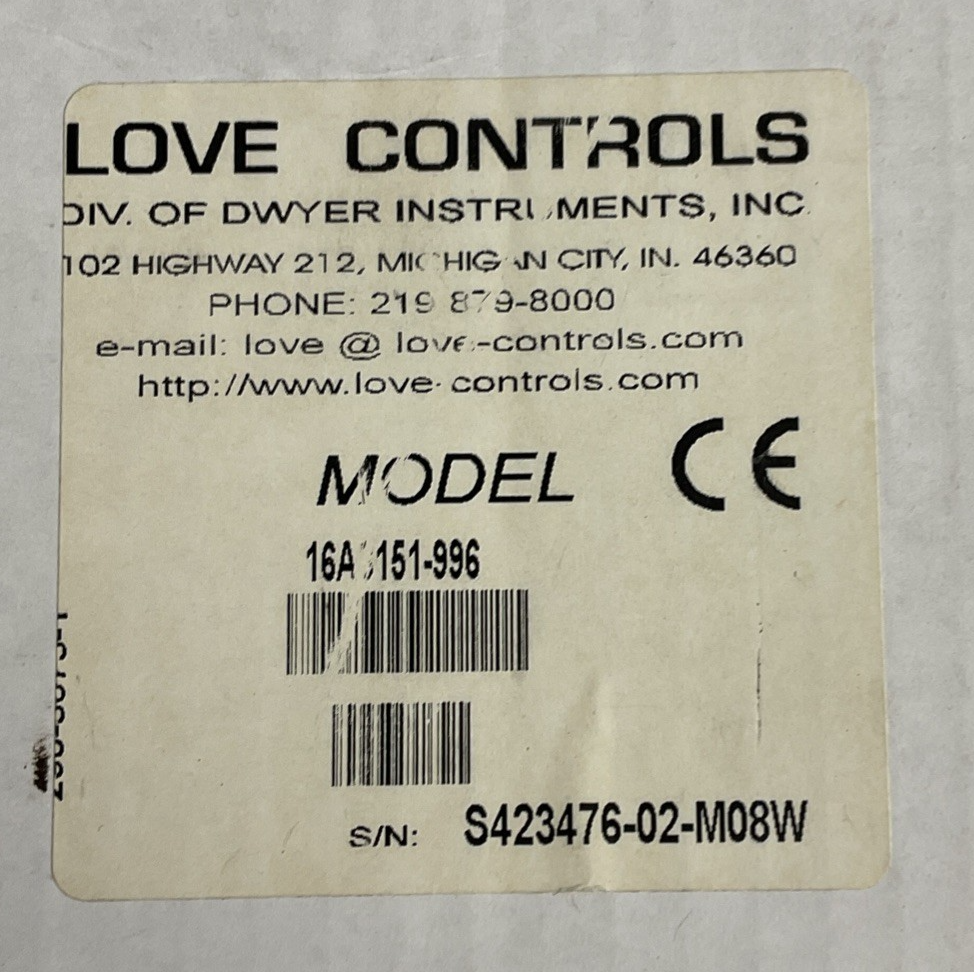 LOVE CONTROLS 16A3151-996 TEMPERATURE CONTROLLER SER.16A