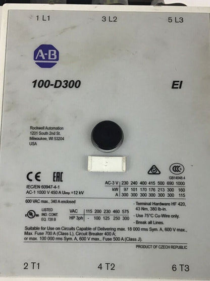 ALLEN BRADLEY 100-D300ED24 SER.B REVERSING STARTER W/ 193-EEKG SER.C