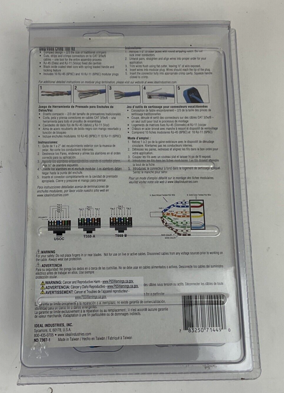 IDEAL 33-396 DATA/VOICE CRIMP TOOL KIT PACKAGED OPEN